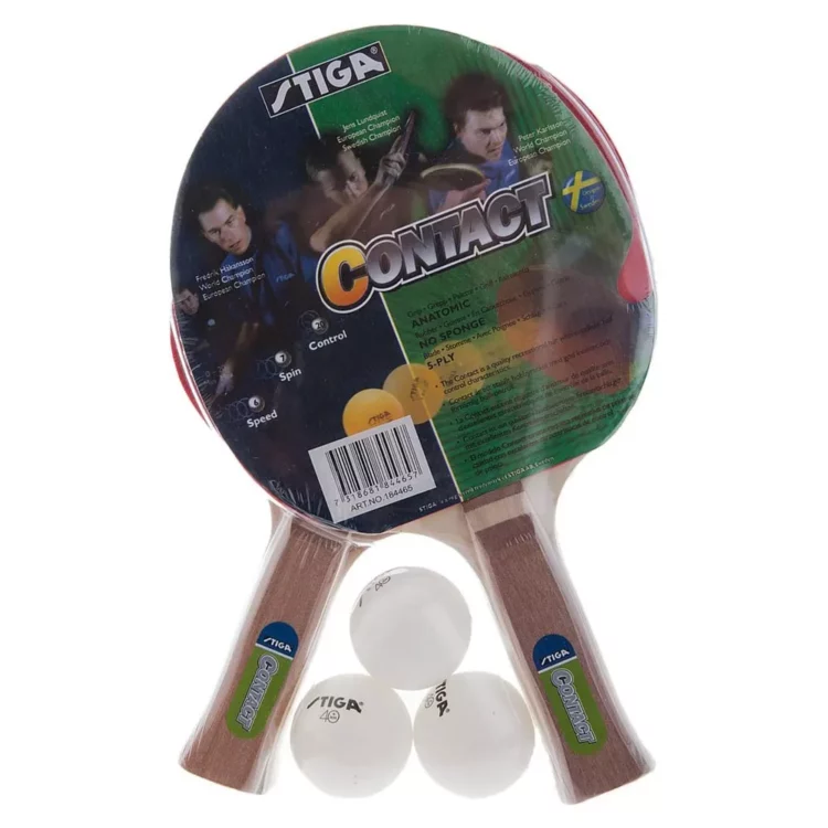 Set Stiga Ping Pong Contact 2 Raquetas + 3 Pelotas