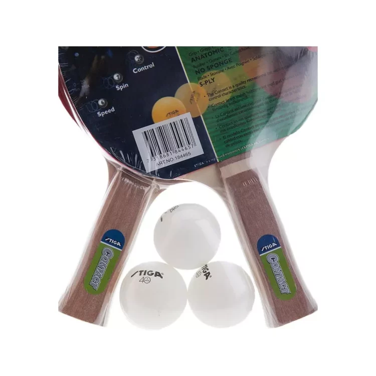 Set Stiga Ping Pong Contact 2 Raquetas + 3 Pelotas - Imagen 2