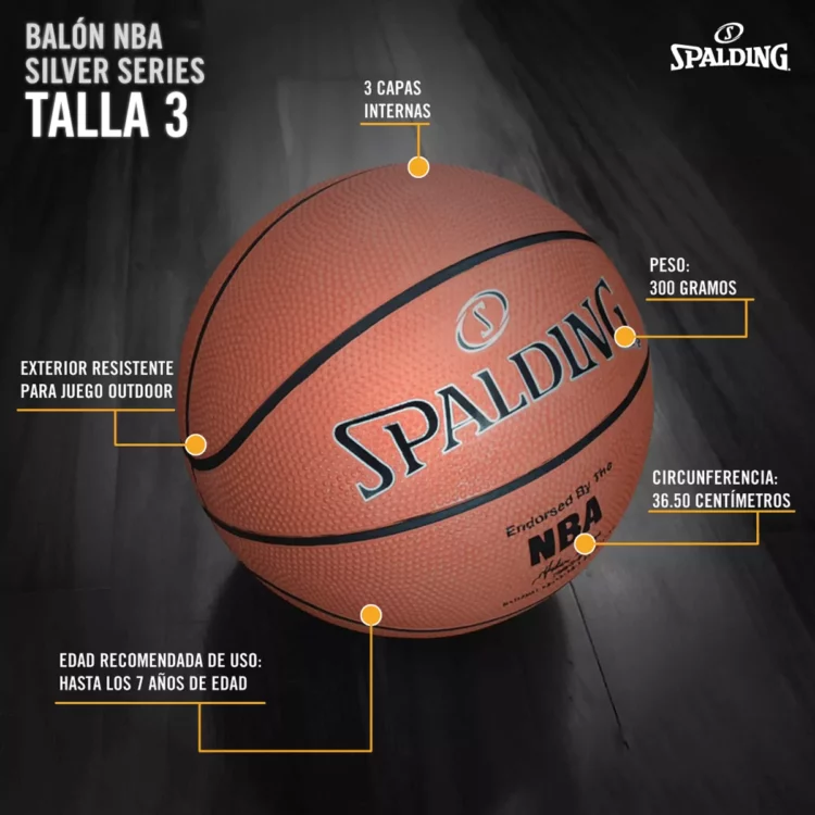 Pelota de Básket Spalding Silver Series NBA Outdoor - #3 - Imagen 2