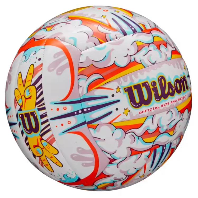 PELOTA DE VOLEY WILSON GRAFFITI PEACE WHITE/ORANGE #5 - Imagen 4