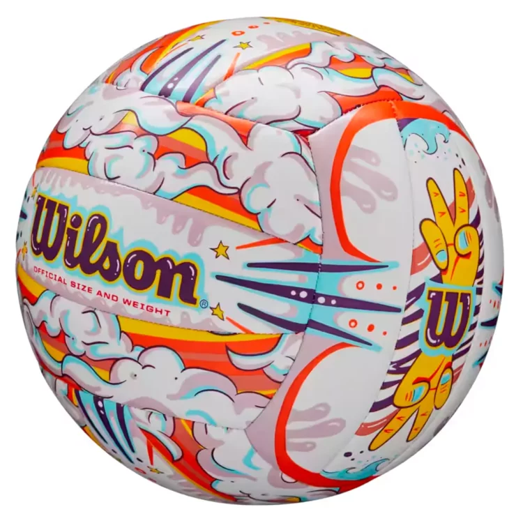 PELOTA DE VOLEY WILSON GRAFFITI PEACE WHITE/ORANGE #5 - Imagen 3
