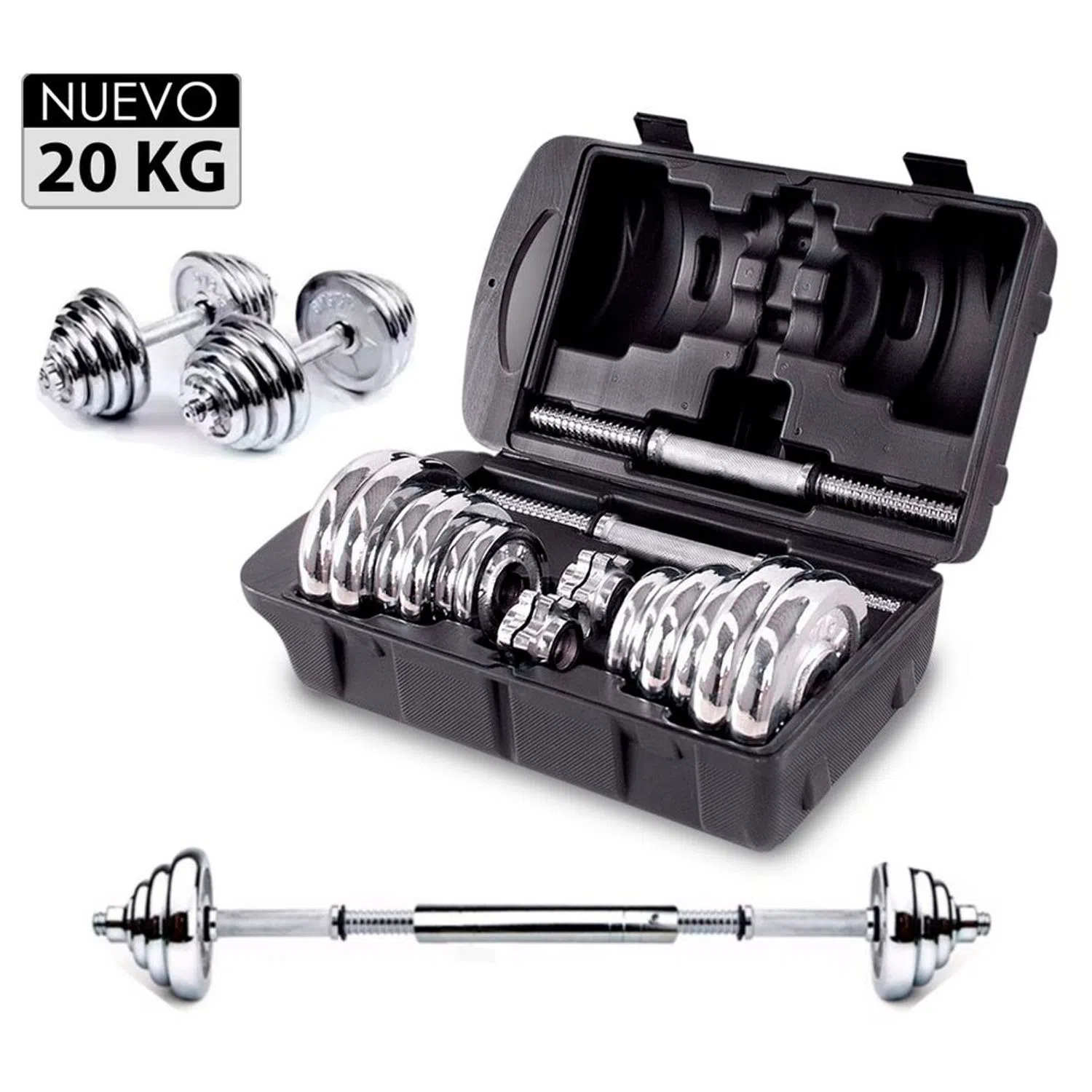 Par de Mancuernas Con Discos Acero Fundido 20 Kg. (10Kg C/U) Gim