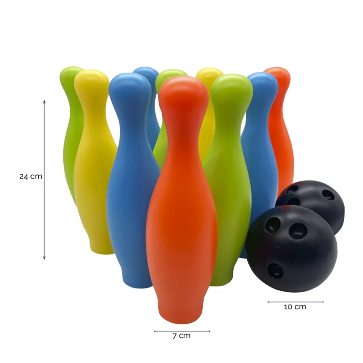 SET BOWLING 10 PALITROQUES + 2 PELOTAS + ESTUCHE (L) - Imagen 2